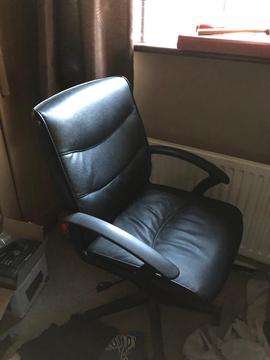 Black leather effect office chair