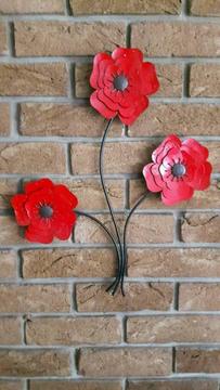 Red flower metal wall art