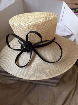 Dressy Hat with Black Ribbon Detail