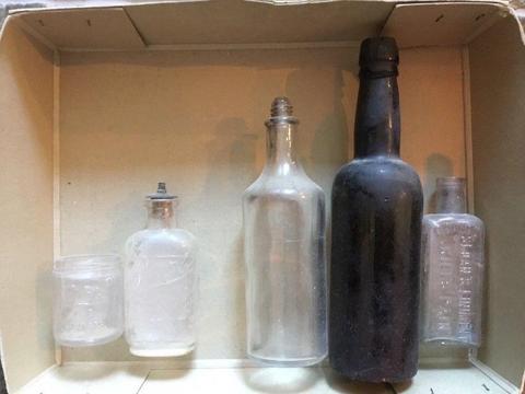 Collection of old glass bottles