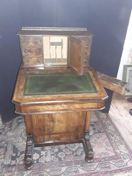 English Victorian Walnut Davenport Desk