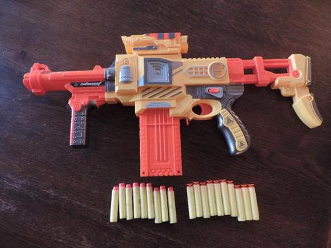 Blaze Storm Semi-Auto Soft Bullet Blaster Toy Gun with 10 Darts & 9 Bullets