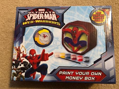 Never opened paint your own Spider-Man money box