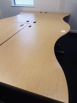 double waved office desks in Oak effect 1600mm