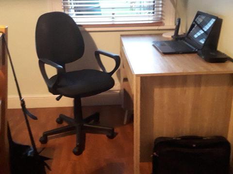 Light Oak modern desk, plus chair