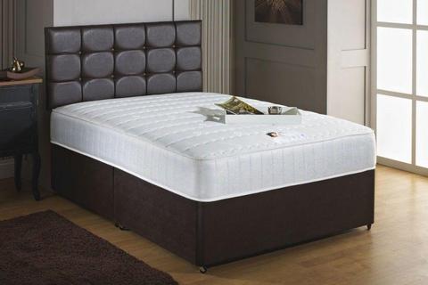 Double divan bed with diamante headboard and mattress