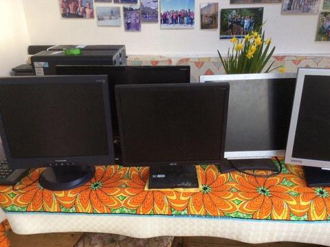 Six computer monitors