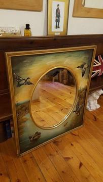 vintage mirror, stunning hand painted frame