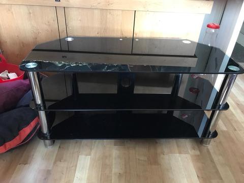 Black glass & chrome tv stand