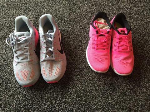 Nike Pink Free Running Trainers Size UK 5.5. Grey and Pink Trainers Lunarglide Size UK6