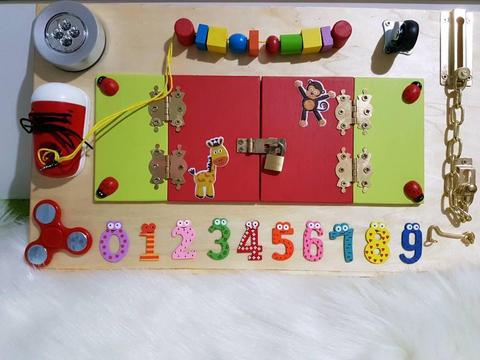 Handmade Educational Sensory Activity Busy Board Boy or Girl Gift Montessori 