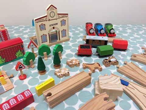 Wooden train set - 72 pieces