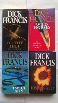 4 Dick Francis Books,Twice Shy, To The Hilt, Wild Horses & 10lb Penalty