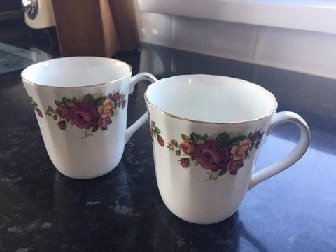 Argyle bone china mugs