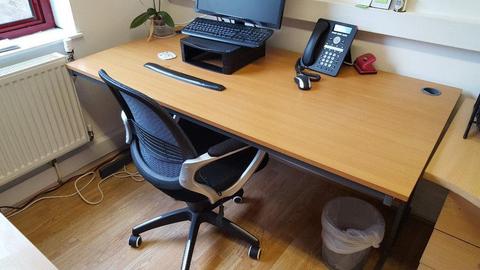 2 beech office desks (1600 by 800) - excellent condition