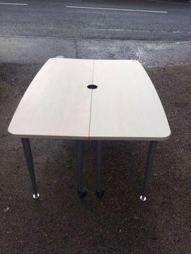 Maple boardroom table on wheels (splits in two)