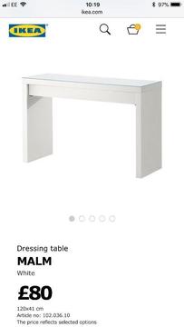 Malm dressing table in white