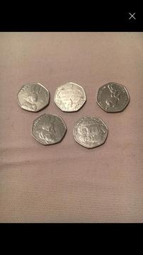 5 collectible Beatrix potter coins