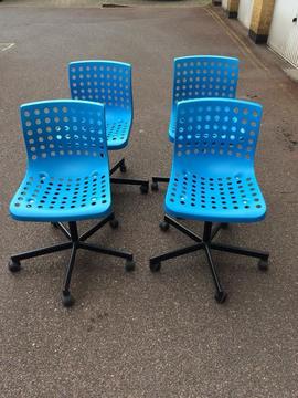 Blue plastic IKEA chairs local delivery available