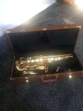 Saxophone with Hard Leather Case