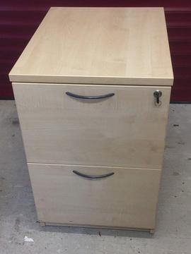 Filing cabinet for sale. Beech wood effect, 2 deep drawers, lockable