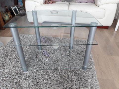 Clear glass television stand