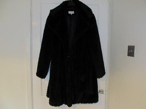M&S Ladies Black Faux Fur Coat