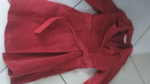 SUEDE RED LONG COAT