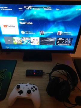 Xbox one with controller, headset and TV