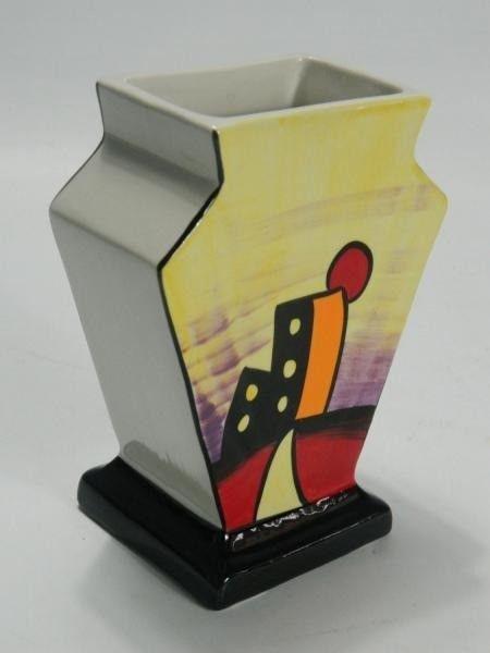 Lorna Bailey Deco vase in Manhattan design (signed to base) approx 14.5cm high
