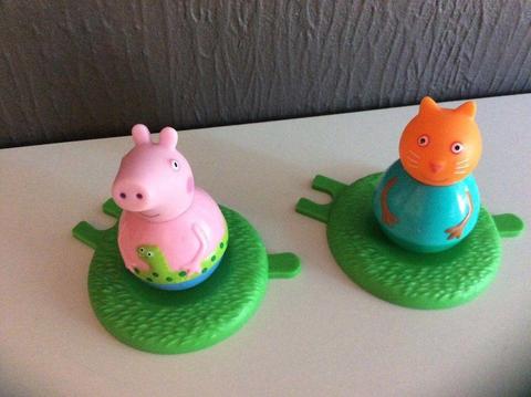 George Pig & Candy Cat Weebles Wobbly figures & bases