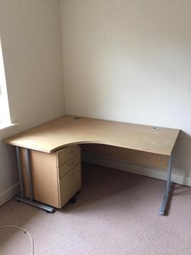 Large desk with lockable cabinet