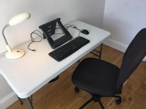 Office set (folding table + swivel chair + philips lamp + laptop support + keyboard + mouse)