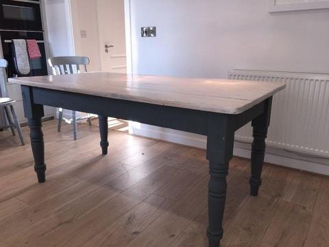 Farmhouse style painted dining or kitchen table ;very attractive with chairs if required