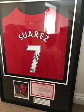 Luis Suarez framed jersey with authentication certificate