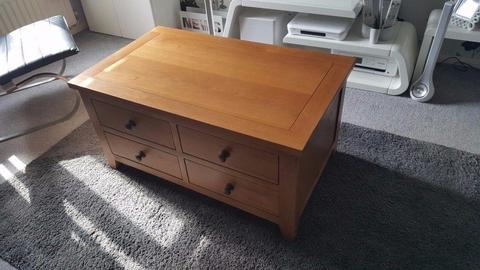 DFS Parker Storage 4 Drawer Solid Oak Coffee Table Can Deliver Viewing Collection welcome