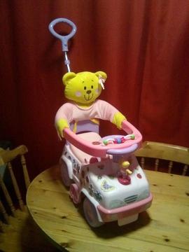 BRAND NEW CONDITION,LOVELY PINK TODDLER PUSH ALONG CAR WITH PARENT HANDLE