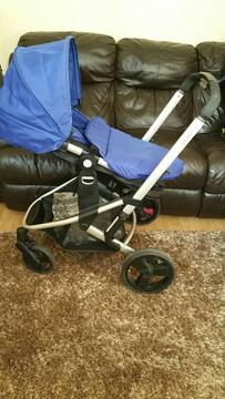 mothercare xpeditor pushchair pram with blue colour pack footmuff