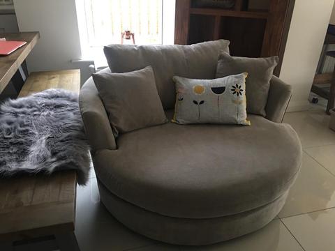 Grey swivel sofa/chair love seat