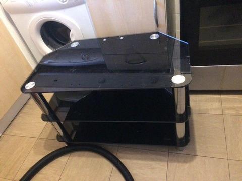 2x black glass tv stand