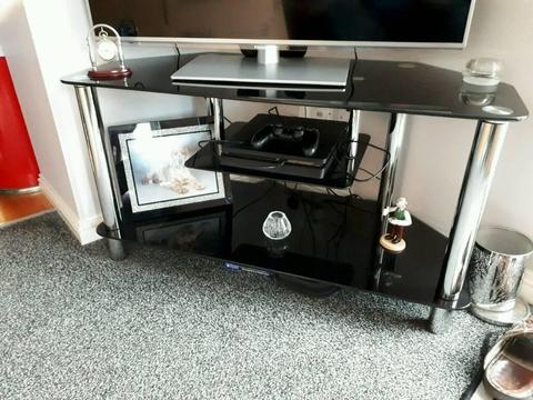Black glass and chrome tv stand