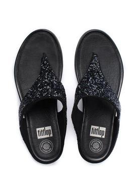 FitFlop Banda Crystal Toe Post Sandals - Size 7 UK – Black