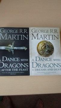 Game of thrones, a dance with dragons 5th books part 1and 2 by George r.r Martin