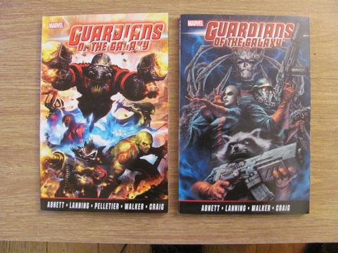 Marvel comics Guardians of the Galaxy Volumes 1 & 2 softcovers for sale by Abnett & Lanning