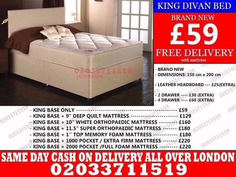 ***Brand New King Size Divan Bed Available With Mattress*** Adolph