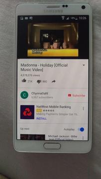Samsung note 4 looks new model number sm-n910F unlocked white works fine
