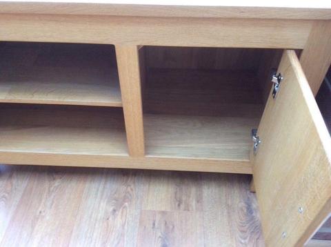 Light oak tv stand with cupboard