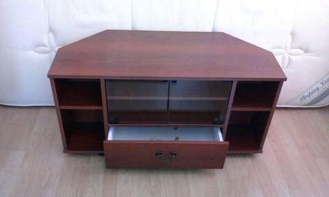 TV stand with drawer and glass doors