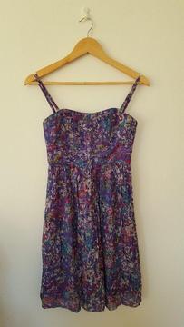 Coast silk dress, size 6 with attachable straps, multi coloured, bandeau