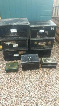antique metal deed boxes